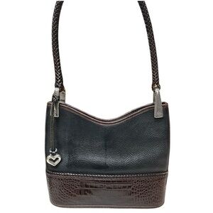 Brighton Authentic Gina Carry Purse Handbag Shoulder Black & Brown Leather